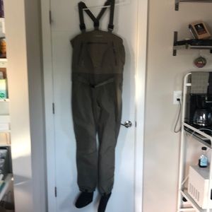 Cloudveil Waders one piece with attached neoprene boots and suspenders.